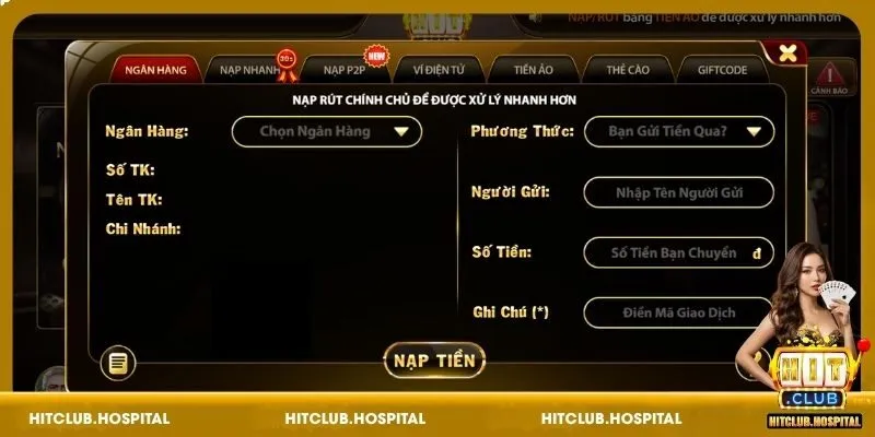 Các loại hình nạp tiền HitClub phổ biến và linh hoạt