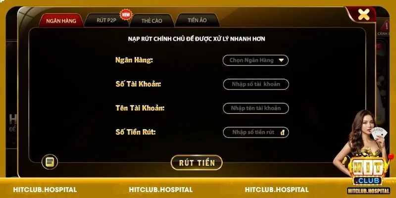 Hướng dẫn tân binh rút tiền HitClub chi tiết, dễ hiểu